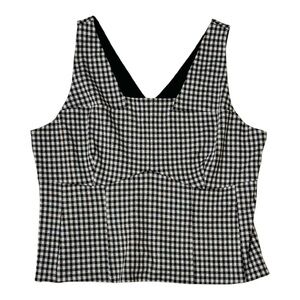 CAbi Black and White Checkered Sleeveless Top